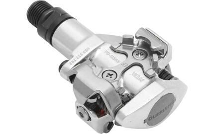 pedály SHIMANO SPD PD-M505S stříbrné s kufry SM-SH51, v krabičce